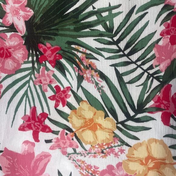 Anna Cai Tropical Palm Floral Palazzo Wide Leg Pull On Wht Yellow Pink Green XS - Picture 3 of 7